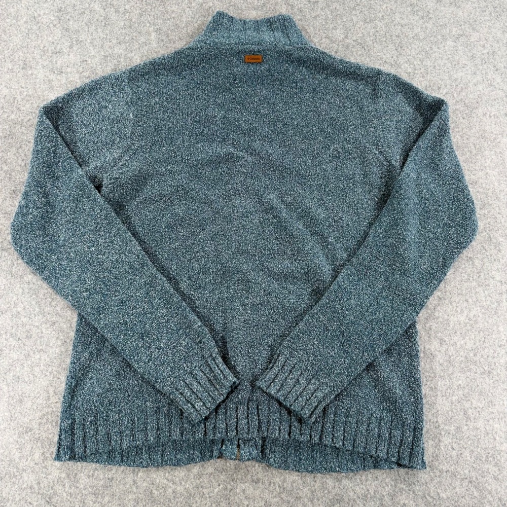 Columbia Womens Plus 1X Blue Marl Full Zip Mock Neck Knit Sweater Jacket - Picture 5 of 5